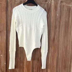 Free People Ivory Ribbed Sweater